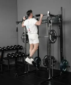 EonfitOmni Smith Machine Power Cage Multifunctional Squat Rack with Smith Bar, Pulley System for Strength Training Equipment 1000lbs Red3