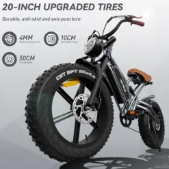 EOSBIKE JANSNO Electric Bike for Adults 20″ x 4.0 Fat Tire Electric Bicycle Black