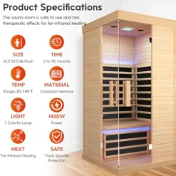 EPOFIT Single Person Far Infrared Sauna Natural