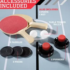 ESPN Sports Air Hockey Game Table 72 Inch Indoor Arcade Gaming Set White/Black/Red