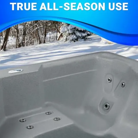 Essential Hot Tubs Inland 5-6 Person Plug & Play Spa 24 Jets LED Gray Granite