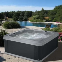 Essential Hot Tubs Inland 5-6 Person Plug & Play Spa 24 Jets LED Gray Granite
