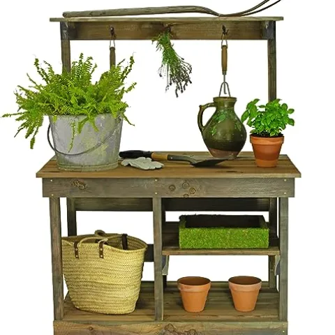 EST. LEE DISPLAY L D 1902 Rustic Gardening Workbench Outdoor Potting Table Natural