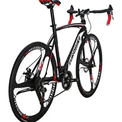 EUROBIKE Dual Disc Brake XC550 Road Bike 21 Speed Shifting System 54Cm Steel Frame 700C 3-Spoke Wheels Bicycle Blackwhite