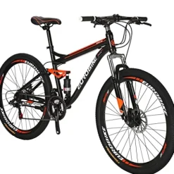 EUROBIKE Full Suspension Mountain Bike 21 Speed Bicycle 27.5″ Men’s Disc Brakes Orange