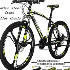 EUROBIKE Mountain Bike X1 21 Speed 27 inch Dual Disc Brakes Black-green