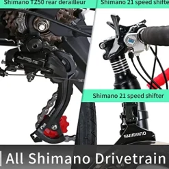 EUROBIKE Road Bike 700C Wheels 21 Speed Dual Disc Brake Bicycle 54cm Frame Black Red