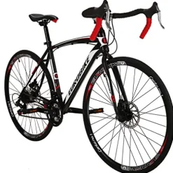 EUROBIKE Road Bike 700C Wheels 21 Speed Disc Brake Bicycle 54cm Cycling Black Red