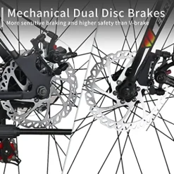 EUROBIKE Road Bike 700C Wheels 21 Speed Disc Brake Bicycle 54cm Cycling Black Red