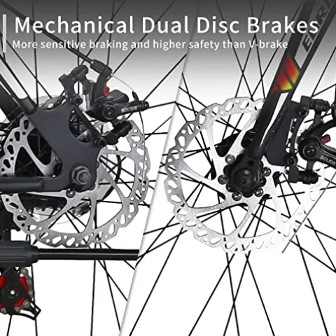 EUROBIKE Road Bike 700C Wheels 21 Speed Disc Brake Bicycle 54cm Cycling Black Red