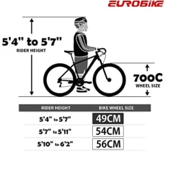 EUROBIKE Road Bike TSM550 21 Speed 49 cm Frame Dual Disc Brake 700C 3-Spoke Wheels Black White K Wheel