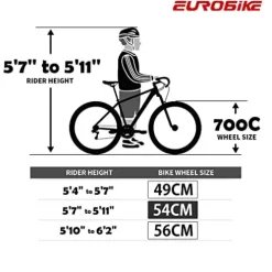 EUROBIKE Road Bike TSM550 21 Speed Dual Disc Brake 54CM 700C 3-Spoke Wheels Black White