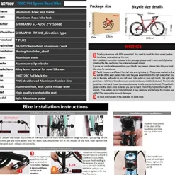 EUROBIKE Road Bike XC7000 Aluminum Frame Adult Bike Red