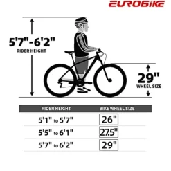 EUROBKE Mens Mountain Bike 29 inch X9 Silvery 3-Spoke