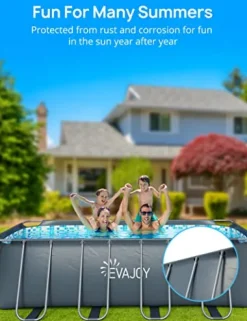 Evajoy Metal Frame Swimming Pool Set Blue