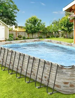 Evajoy Metal Frame Swimming Pool Set Blue