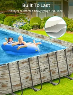 Evajoy Metal Frame Swimming Pool Set Blue