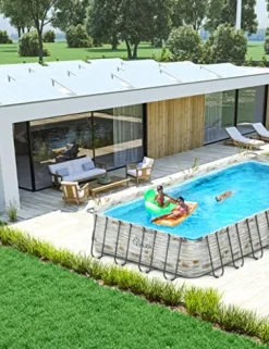 Evajoy Metal Frame Swimming Pool Set Blue