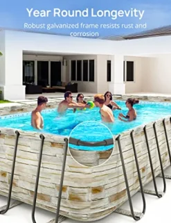 Evajoy Metal Frame Swimming Pool Set Blue