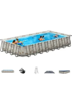 Evajoy Metal Frame Swimming Pool Set Blue