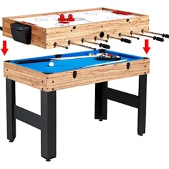 Evelove 3-In-1 Multi Combo Game Table Foosball Soccer Billiards Pool