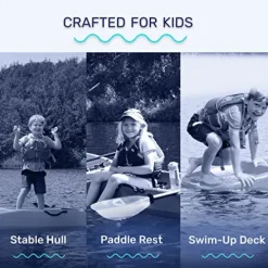 Evrwild Kids 6.5ft Kayak with Paddle, Lightweight Premium & Stable, 3-Level Footrest, Sit On Top for Youth to Teen Up to 130lbs, Grinnell Glacier Blue