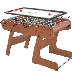 Famispick 2in1 Foldable Foosball and Air Hockey Table Brown
