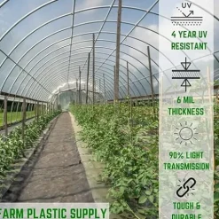 Farm Plastic Supply 4 Year Clear 6 Mil Greenhouse Plastic Sheeting 50′ x 100′ Clear