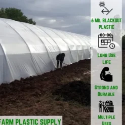Farm Plastic Supply Panda Film Light Deprivation Greenhouse Cover 6 Mil 100% Blackout Black/White
