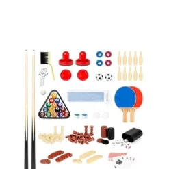 Fast Furnishings 10-in-1 Combo Game Room Table Set Brown