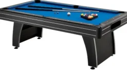 Fat Cat by GLD PRODUCTS 7’ Pool Table with Automatic Ball Return, Electric Blue Playing Surface