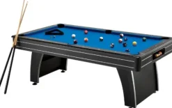 Fat Cat by GLD PRODUCTS 7’ Pool Table with Automatic Ball Return, Electric Blue Playing Surface