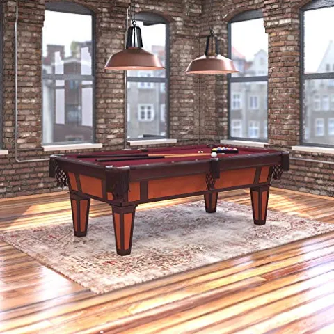 Fat Cat by GLD PRODUCTS Reno 7.5′ Pool Table with Dark Cherry Finish, Red Cloth