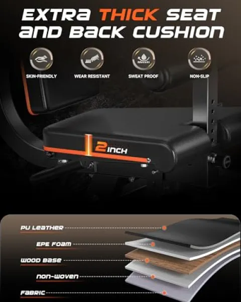 FEIERDUN 3-in-1 Adjustable Leg Extension and Curl Machine Black and Orange