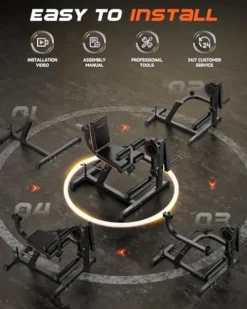 FEIERDUN 3-in-1 Adjustable Leg Extension and Curl Machine Black and Orange