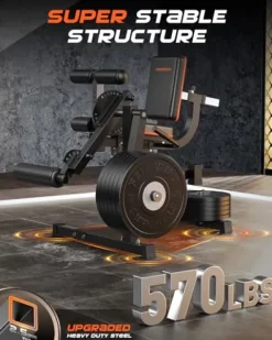 FEIERDUN 3-in-1 Adjustable Leg Extension and Curl Machine Black and Orange