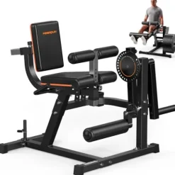 FEIERDUN 3-in-1 Adjustable Leg Extension and Curl Machine Black and Orange
