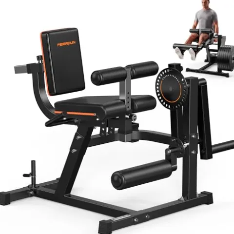 FEIERDUN 3-in-1 Adjustable Leg Extension and Curl Machine Black and Orange