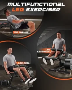 FEIERDUN 3-in-1 Adjustable Leg Extension and Curl Machine Black and Orange