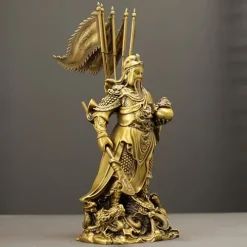 FENGSHUI-CAISHEN Guan Yu Statue Brass 27 Inch God of Wealth Fortune Figurine