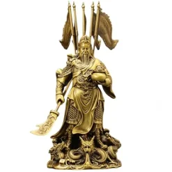 FENGSHUI-CAISHEN Guan Yu Statue Brass 27 Inch God of Wealth Fortune Figurine