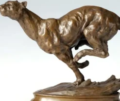 FENGSHUI-CAISHEN Pure Copper Cheetah Statue Brown