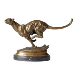 FENGSHUI-CAISHEN Pure Copper Cheetah Statue Brown