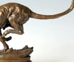 FENGSHUI-CAISHEN Pure Copper Cheetah Statue Brown