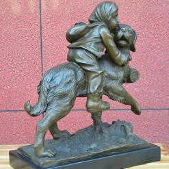 FENGSHUI-CAISHEN Pure Copper Dog Statue Aeneous
