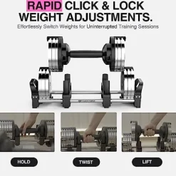 FF Finer Form Adjustable Dumbbells 5-32.5 LBs Chrome