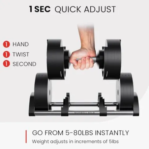 FF Finer Form NUOBELL Adjustable Dumbbell Pair 5-80 lbs Ash