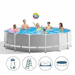 FFCJJDS 12-Foot Metal Frame Above Ground Swimming Pool with Filter Pump