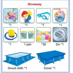 FFCJJDS Ultra Frame Swimming Pool Set with Filter Pump, Ladder & Pool Cover