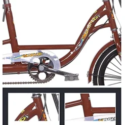 FGVDJ Adult Tricycle 16″ Trike Cruiser Bike 1 Speed Cargo Cycling with Light & Basket Brown